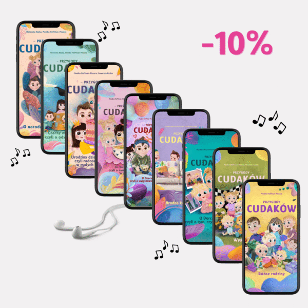 zestaw audiobajek, opowieści na dobranoc, Przygody Cudaków, monika hoffman-piszora, dzieciaki cudaki, książki dla dzieci, prezent dla dziecka, prezent na urodziny