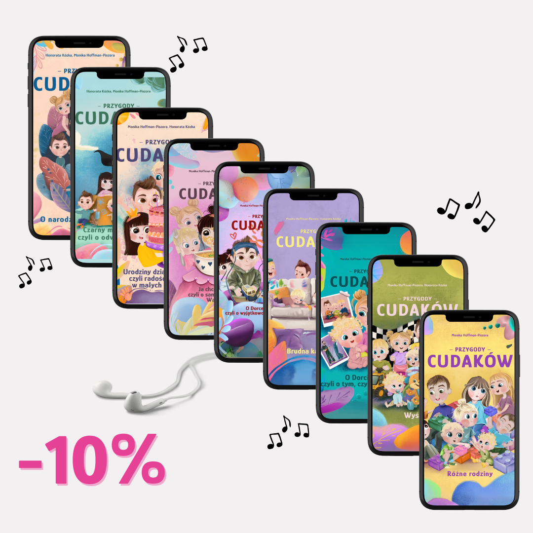 zestaw książek, Przygody Cudaków, monika hoffman-piszora, dzieciaki cudaki, książki dla dzieci, prezent dla dziecka, prezent na urodziny, mała encyklopedia emocji, audiobajki, opowieści dla dzieci, opowieści na dobranoc