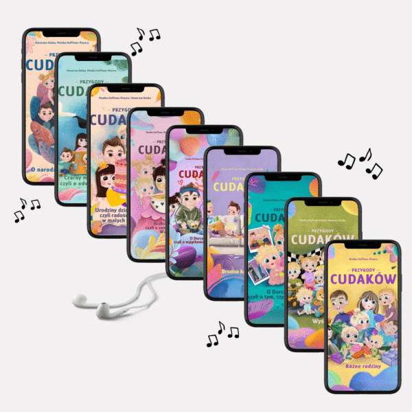 zestaw audiobajek, opowieści na dobranoc, Przygody Cudaków, monika hoffman-piszora, dzieciaki cudaki, książki dla dzieci, prezent dla dziecka, prezent na urodziny